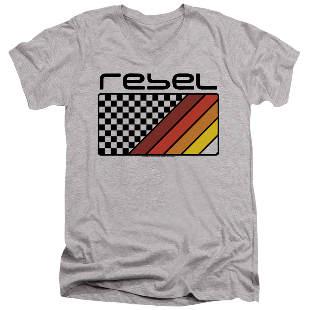 Honda Rebel Checkers And Stripes V-Neck T-Shirt