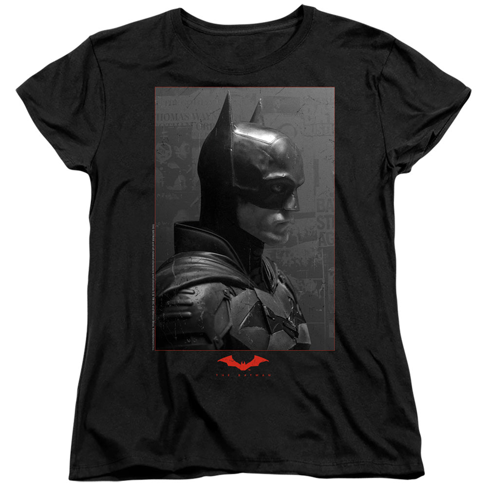 The Batman Worn Portrait Womens T-Shirt