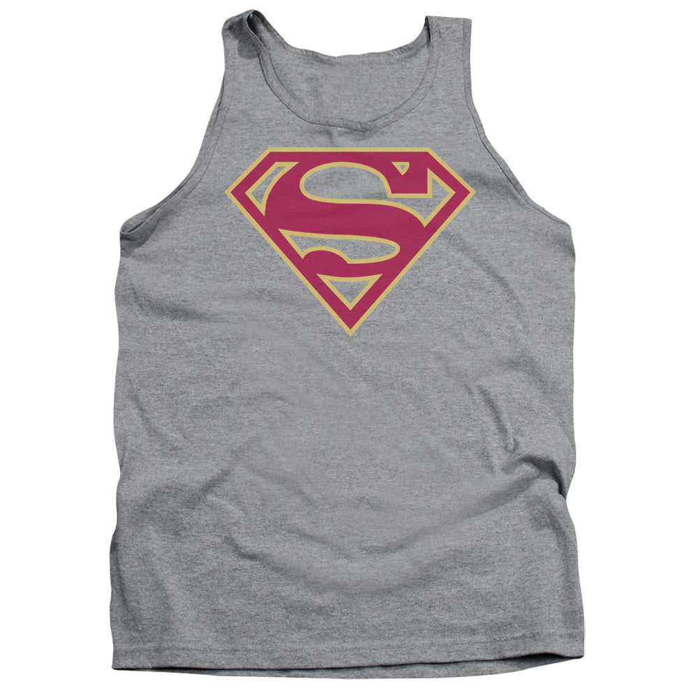 Superman Red & Gold Shield Athletic Heather Tank Top