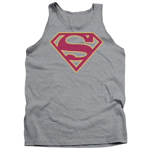 Superman Red & Gold Shield Athletic Heather Tank Top