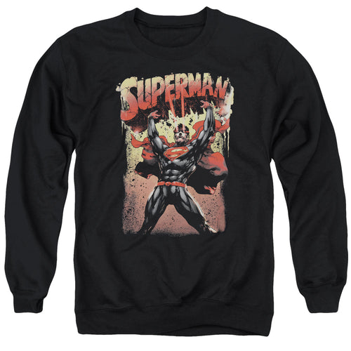 Superman Lift Up Black Crewneck Sweatshirt