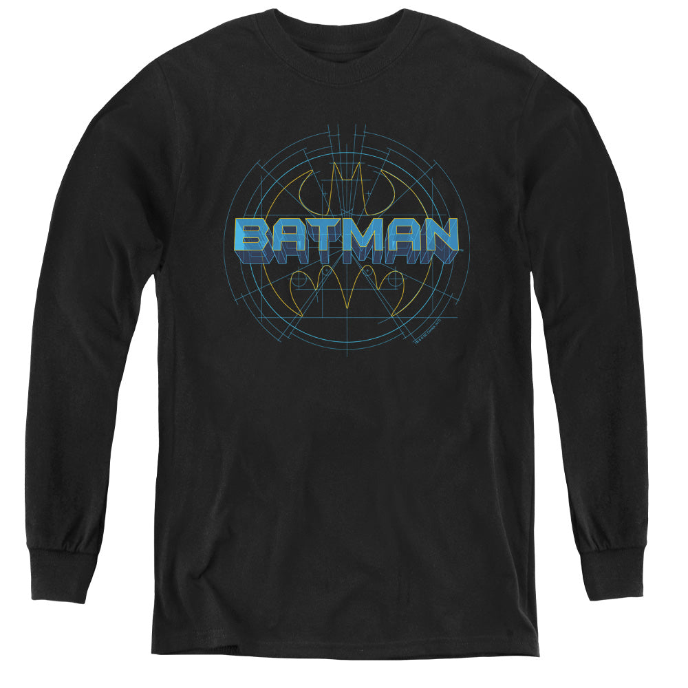 Batman Bat Tech Logo Youth Long Sleeve T-Shirt