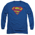 Superman Classic Logo Distressed Royal Long Sleeve T-Shirt