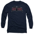The Batman Vintage Bat Logo on Navy Long Sleeve T-Shirt