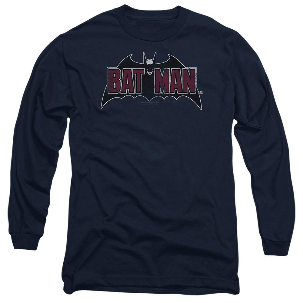 The Batman Vintage Bat Logo on Navy Long Sleeve T-Shirt