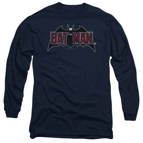 The Batman Vintage Bat Logo on Navy Long Sleeve T-Shirt