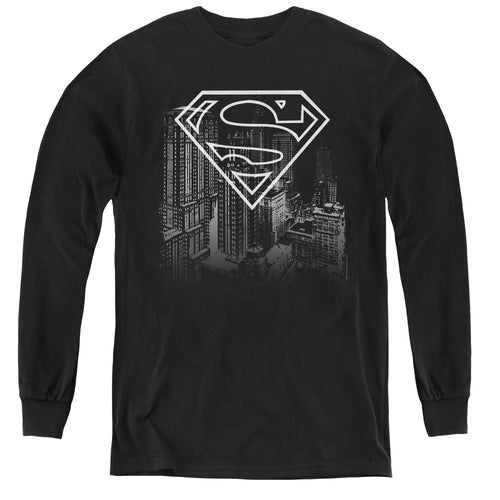 Superman Skyline Youth Long Sleeve T-Shirt