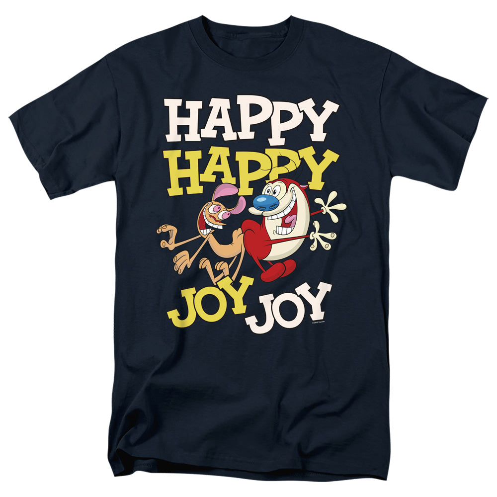 Ren and Stimpy Happy Happy Joy Joy Navy T-Shirt