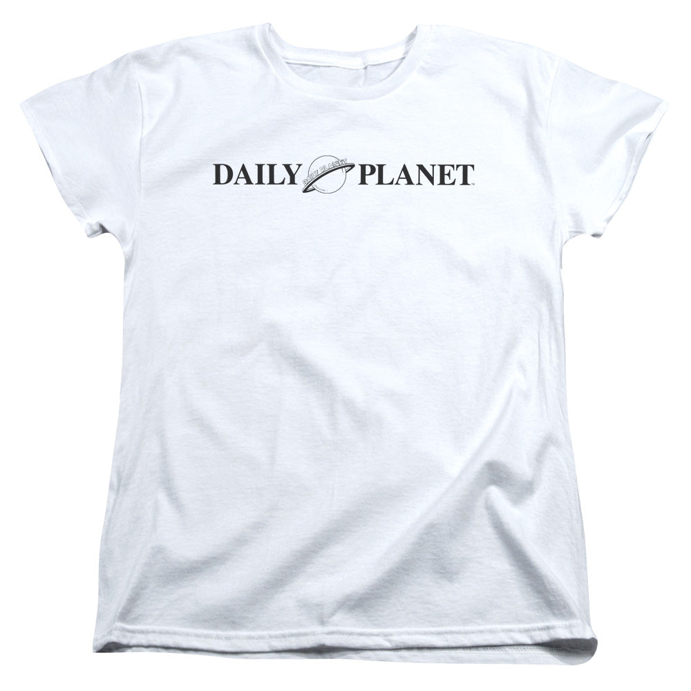 Superman Daily Planet Logo White Womens T-Shirt