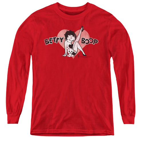 Betty Boop Vintage Cutie Pup Youth Long Sleeve T-Shirt