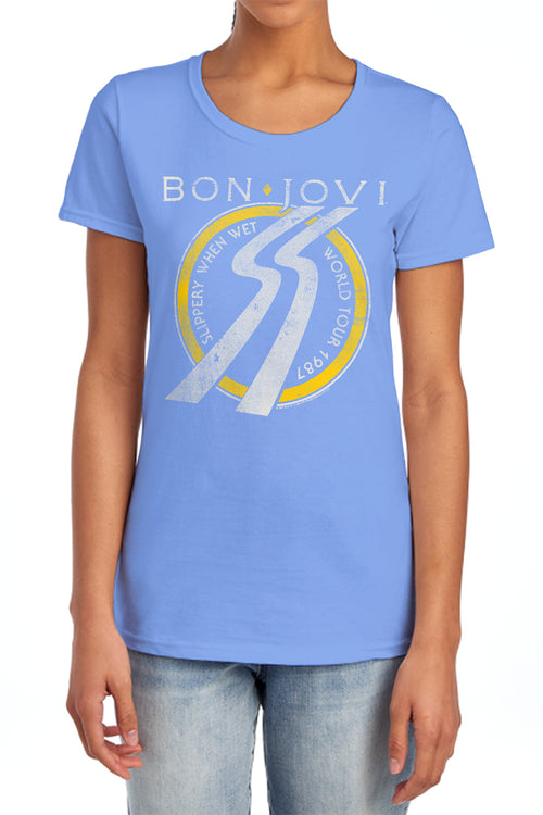 Bon Jovi Slippery When Wet World Tour Womens T-Shirt