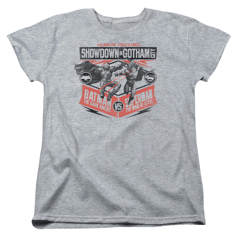 Batman v Superman Showdown In Gotham Womens T-Shirt