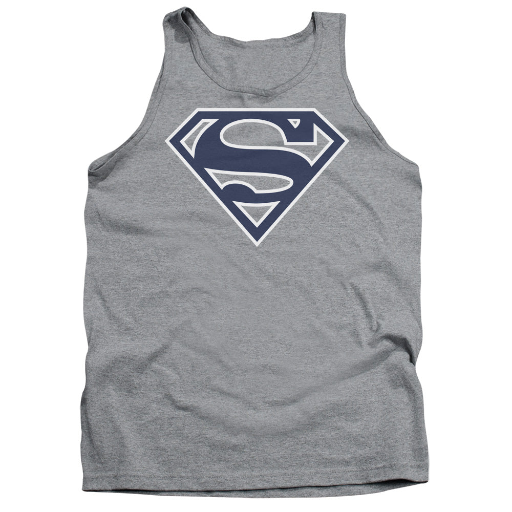 Superman Navy & White Shield Athletic Heather Tank Top