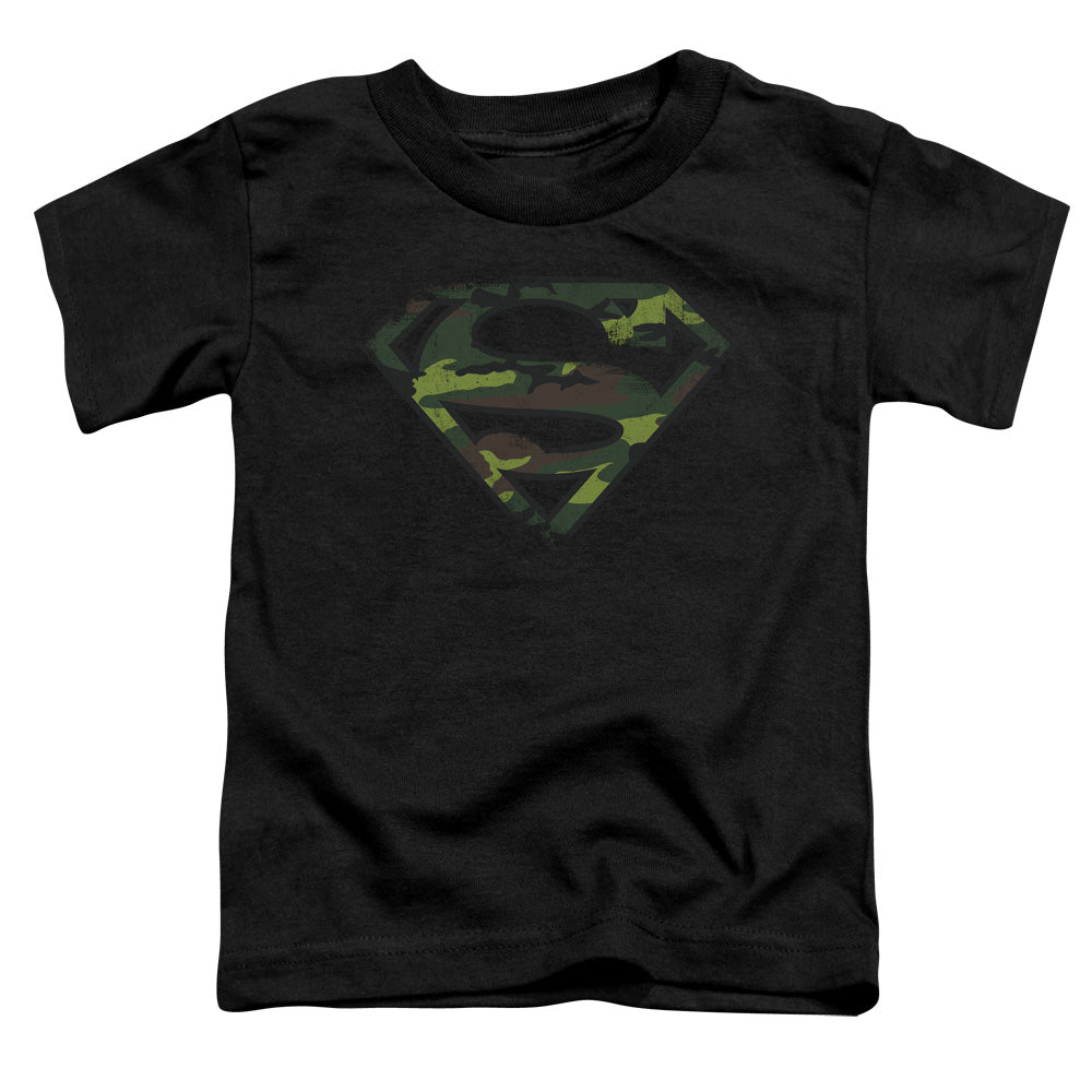 Superman Distressed Camo Shield Black Youth/Toddler T-Shirt
