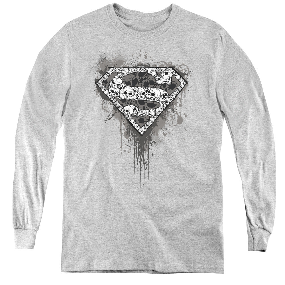 Superman Many Super Skulls Youth Long Sleeve T-Shirt
