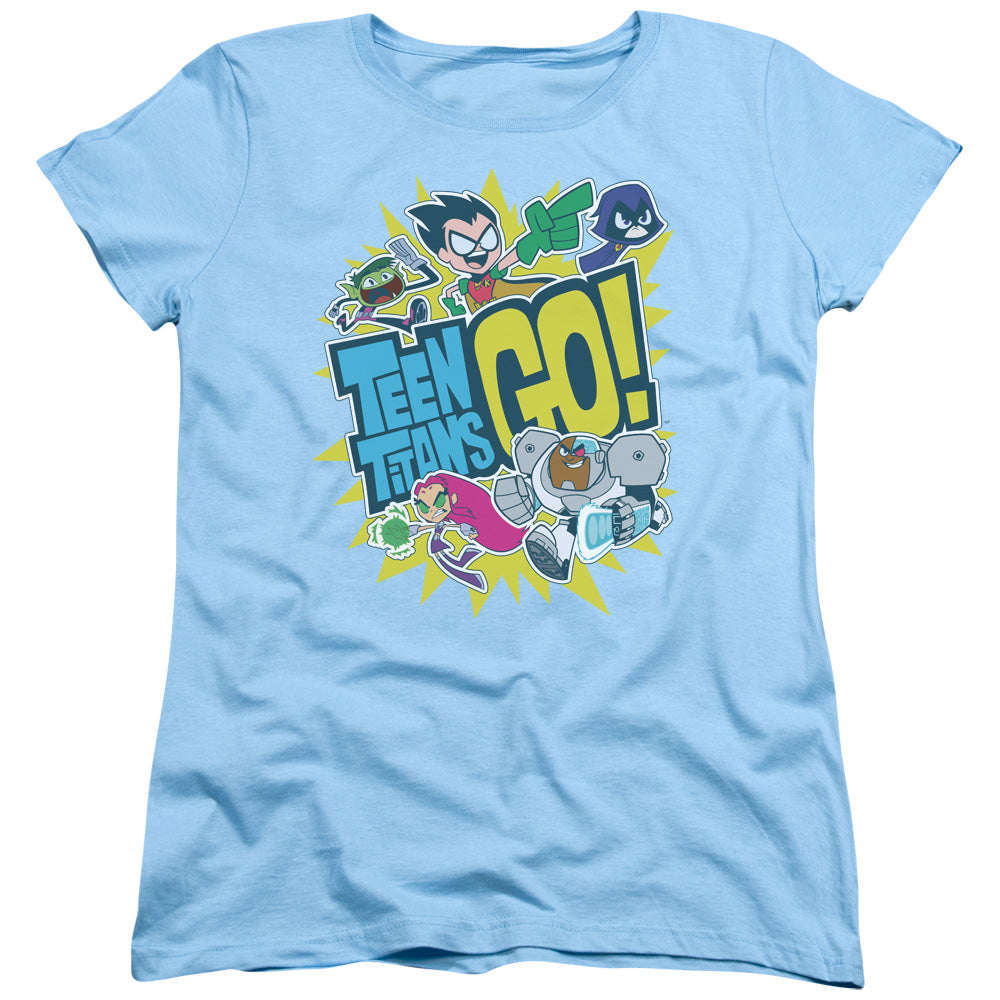 Teen Titans Go! Logo and Characters Burst Womens T-Shirt