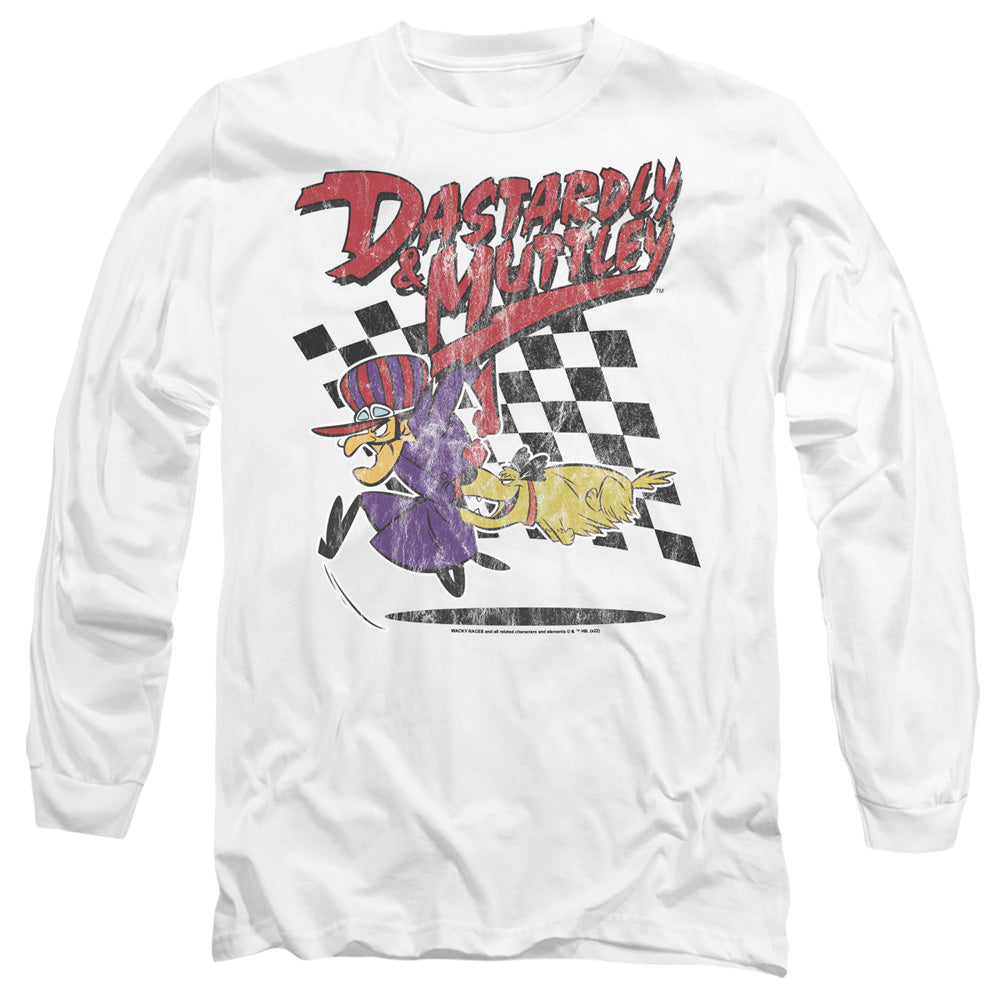 Wacky Races Dastardly and Muttley on White Long Sleeve T-Shirt