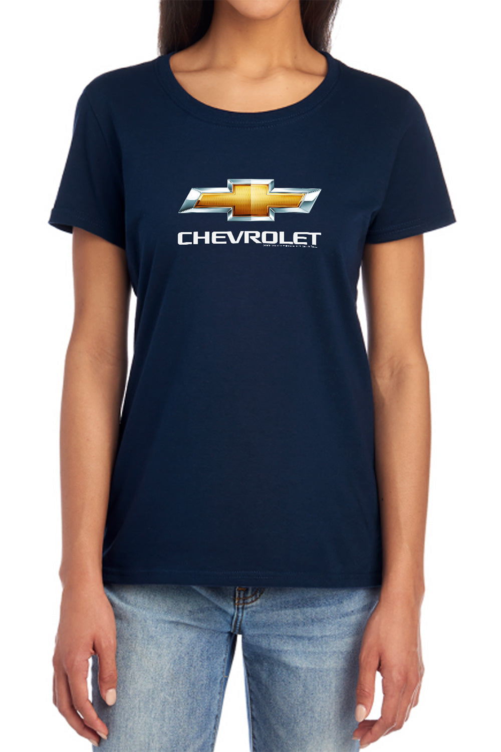 Chevy Bowtie Stacked Navy Womens T-Shirt