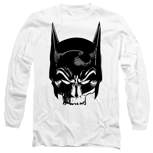 The Batman Skull on White Long Sleeve T-Shirt
