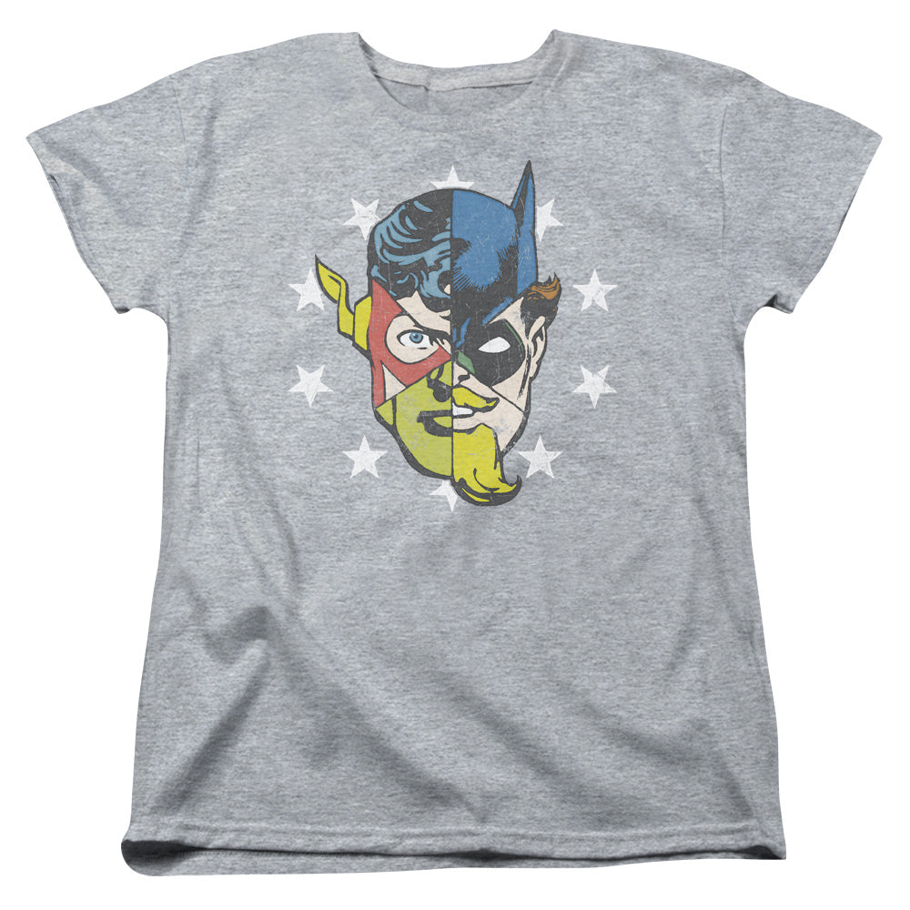 Justice League Face Off Womens T-Shirt
