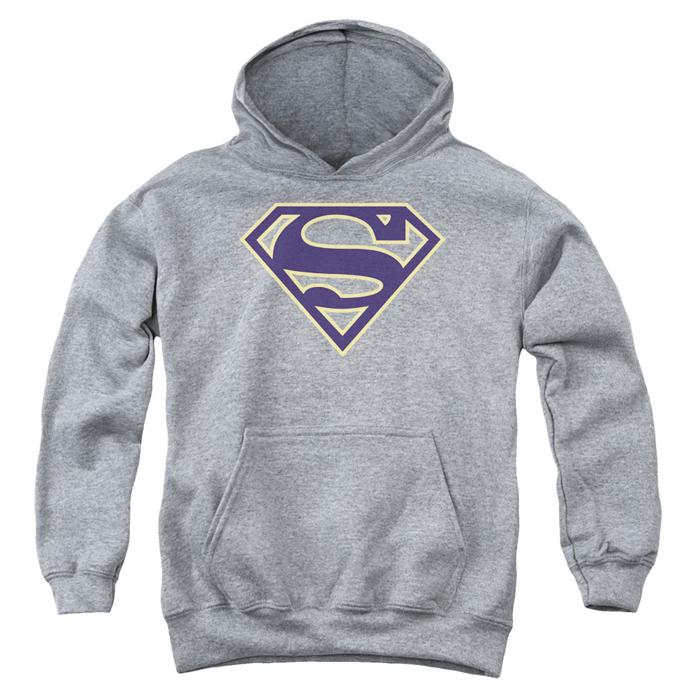 Superman Navy & Gold Shield Athletic Heather Youth Hoodie