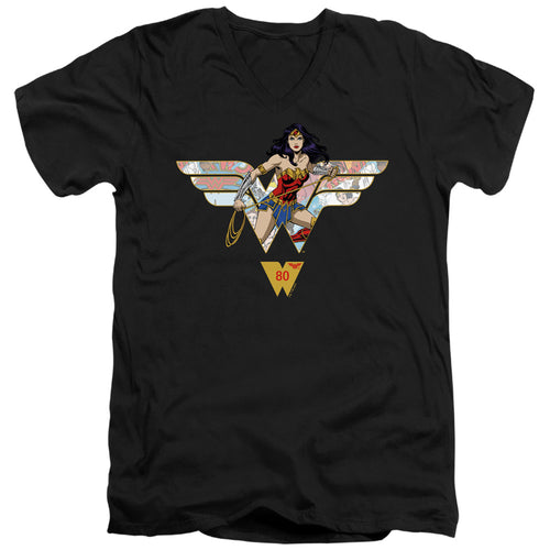 Wonder Woman WW 80th Collage Logo V-Neck T-Shirt
