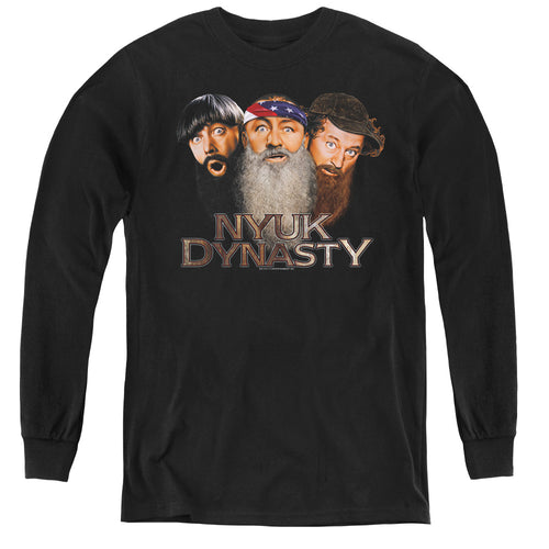 The Three Stooges Nyuk Dynasty Beards Youth Long Sleeve T-Shirt