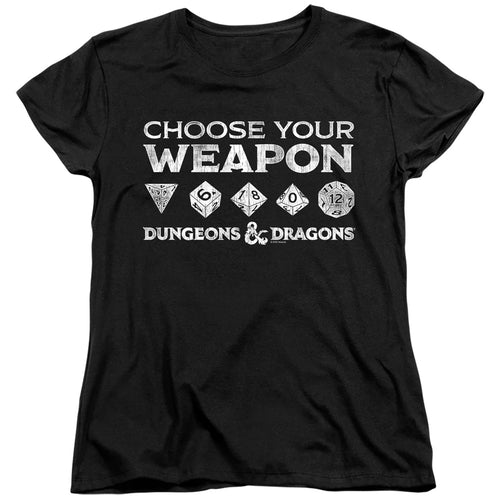 Dungeons & Dragons Choose Your Weapon Dice Womens T-Shirt