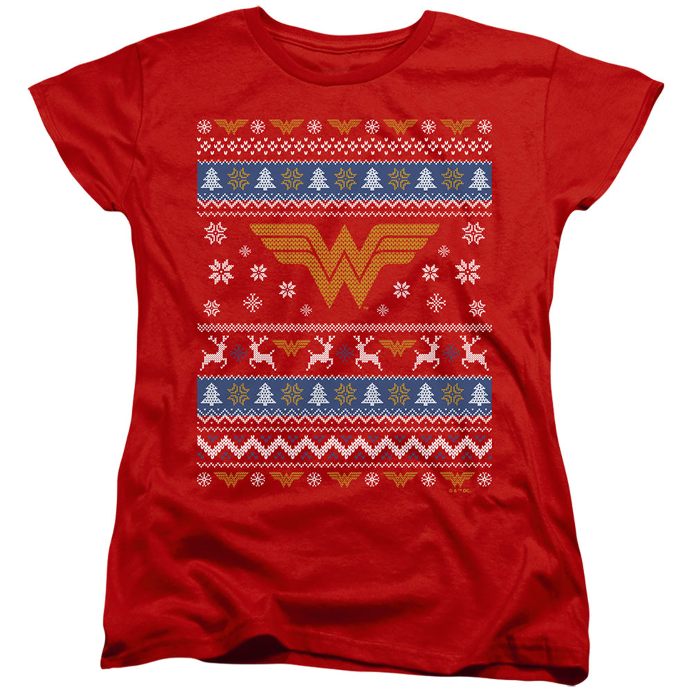 Wonder Woman Ugly Christmas Logo Womens T-Shirt
