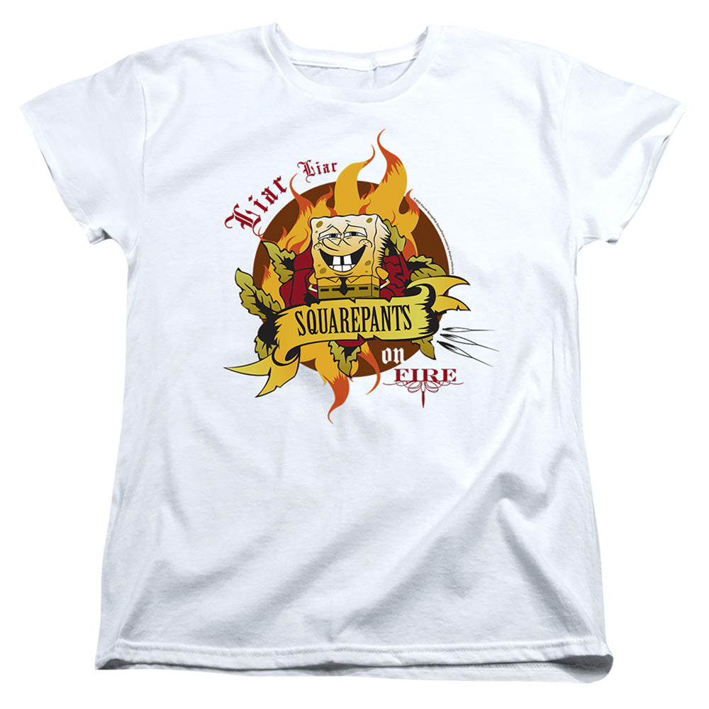 Spongebob Squarepants Liar Liar Pants on Fire Womens T-Shirt