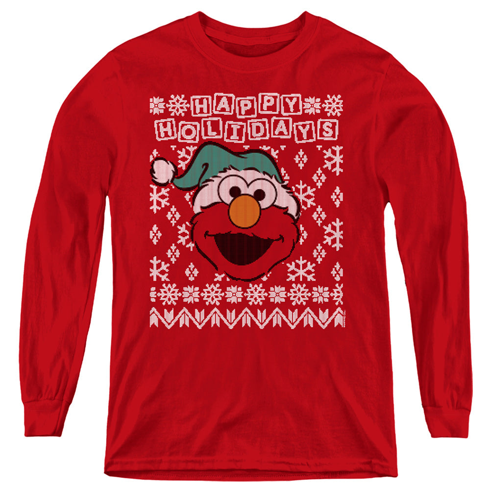 Sesame Street Elmo Ugly Christmas Youth Long Sleeve T-Shirt