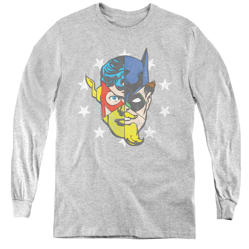 Justice League Face Off Youth Long Sleeve T-Shirt