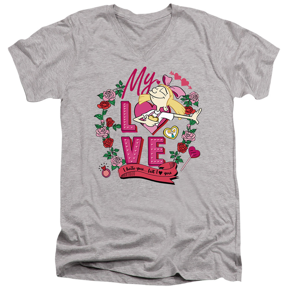 Hey Arnold Valentine'S Day Helga, I Hate You, But Love You V-Neck T-Shirt