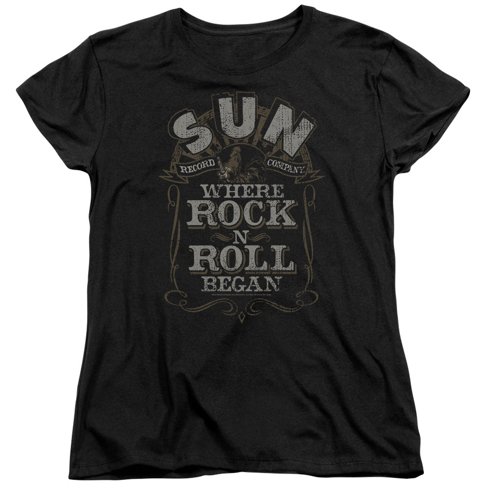 Sun Records Where Rock N Roll Began Womens T-Shirt