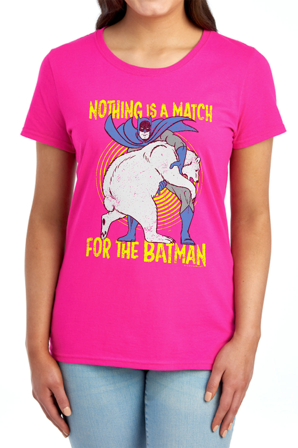Batman Bear Wrastling Womens T-Shirt