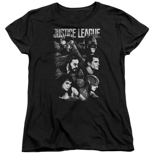 Justice League Pushing Forward Womens T-Shirt
