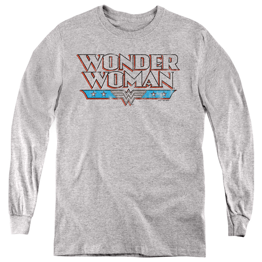 Wonder Woman Retro Logo Distressed Youth Long Sleeve T-Shirt