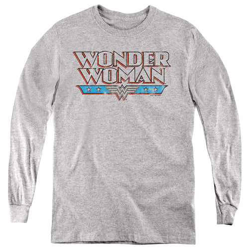 Wonder Woman Retro Logo Distressed Youth Long Sleeve T-Shirt