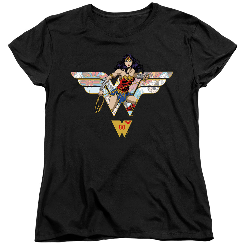 Wonder Woman WW 80th Collage Logo Womens T-Shirt