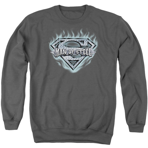 Superman Man of Steel Shield Charcoal Crewneck Sweatshirt