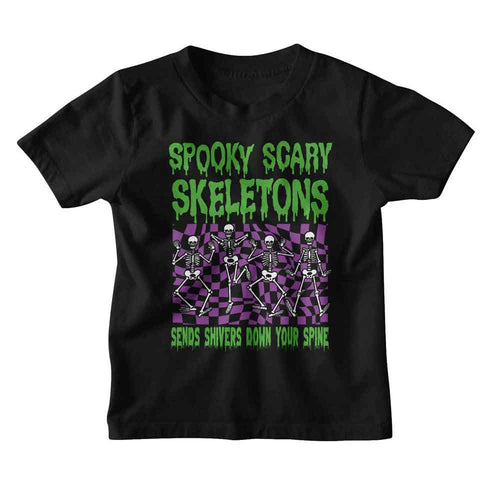 Spooky Scary Skeletons Checkers Youth/Toddler T-Shirt