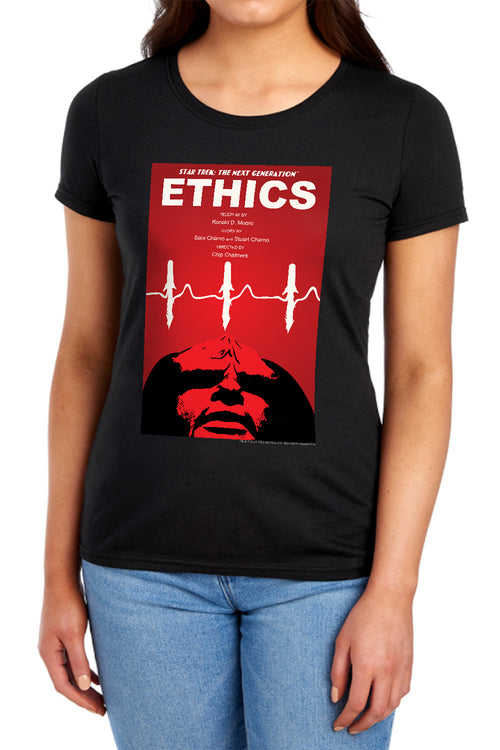 Star Trek Ethics Black Womens T-Shirt