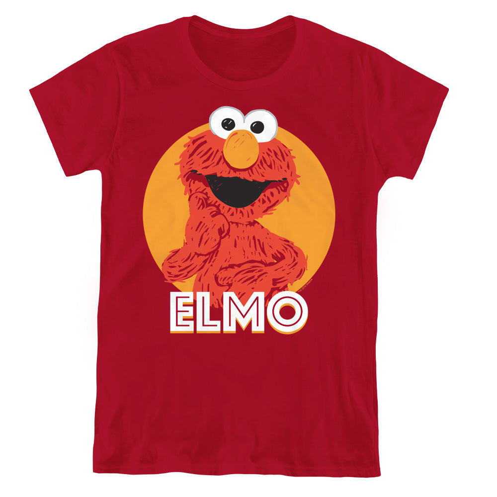 Sesame Street Elmo Scribble Red Womens T-Shirt