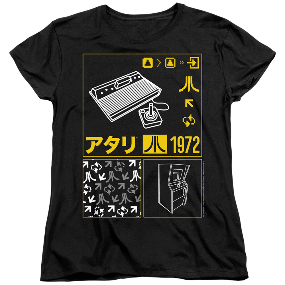 Atari Kanji Squares Black Womens T-Shirt