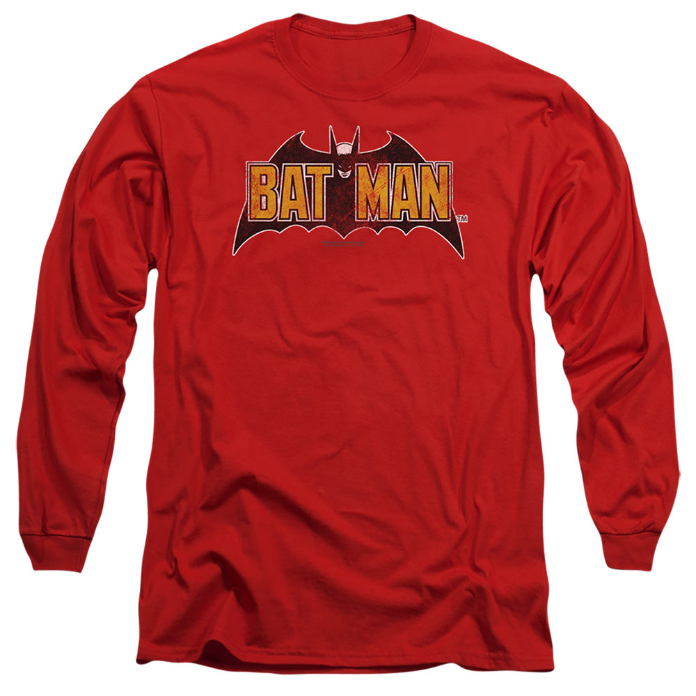 The Batman Vintage Bat Logo on Red Long Sleeve T-Shirt