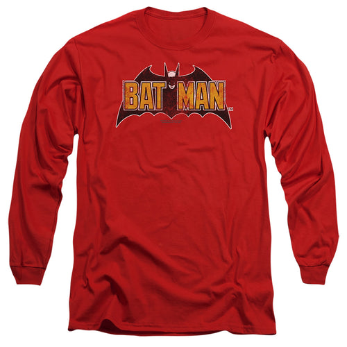 The Batman Vintage Bat Logo on Red Long Sleeve T-Shirt