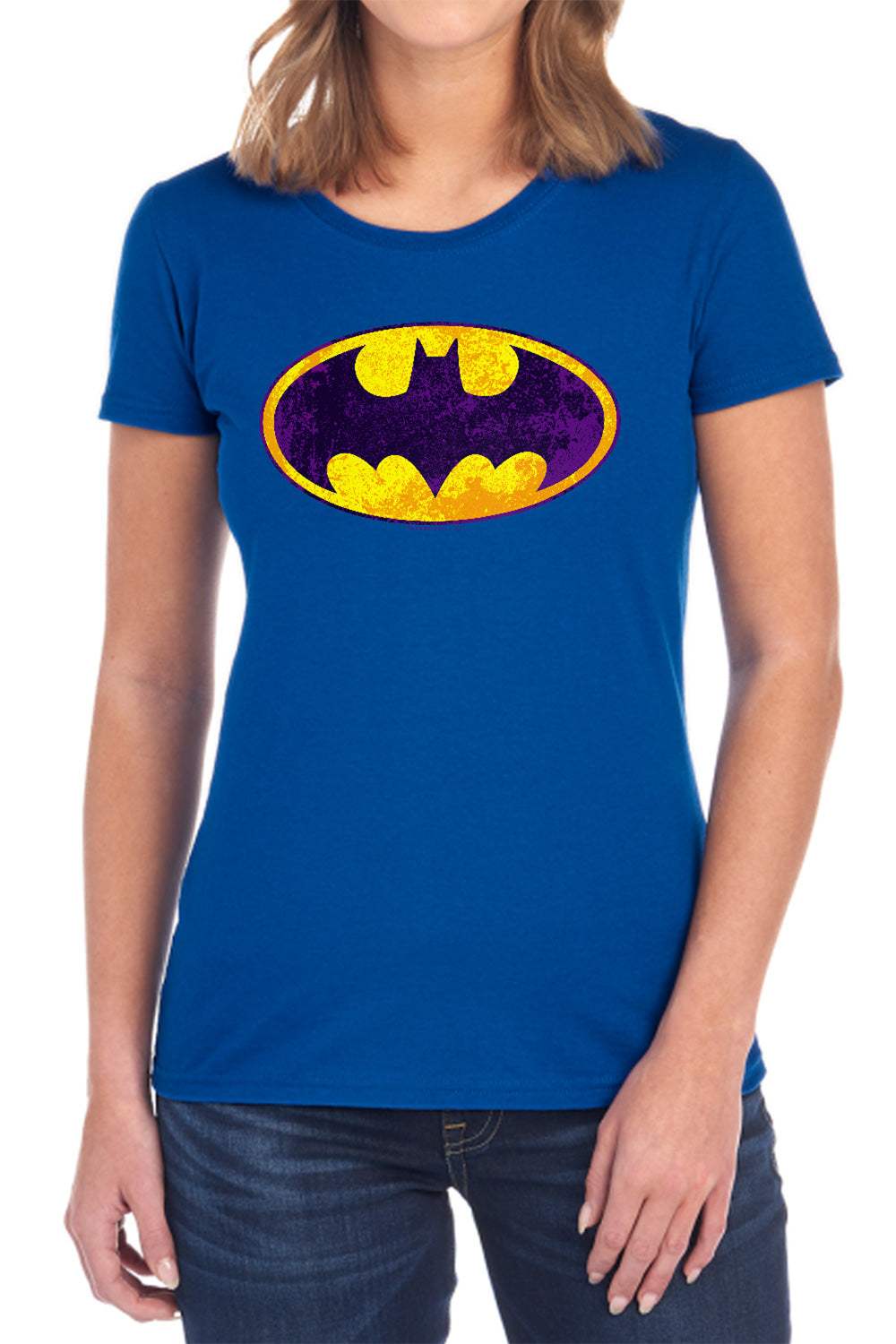 Batman Bm Neon Distress Logo Womens T-Shirt