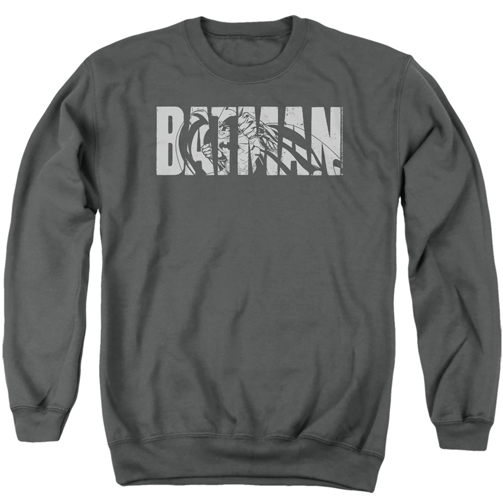 The Batman Text on Gray Crewneck Sweatshirt