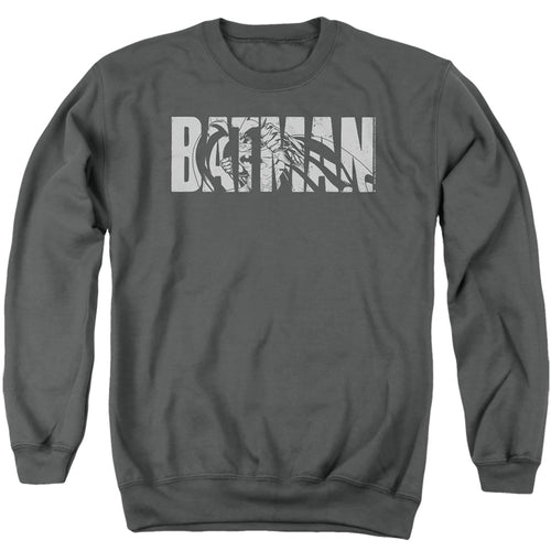 The Batman Text on Gray Crewneck Sweatshirt