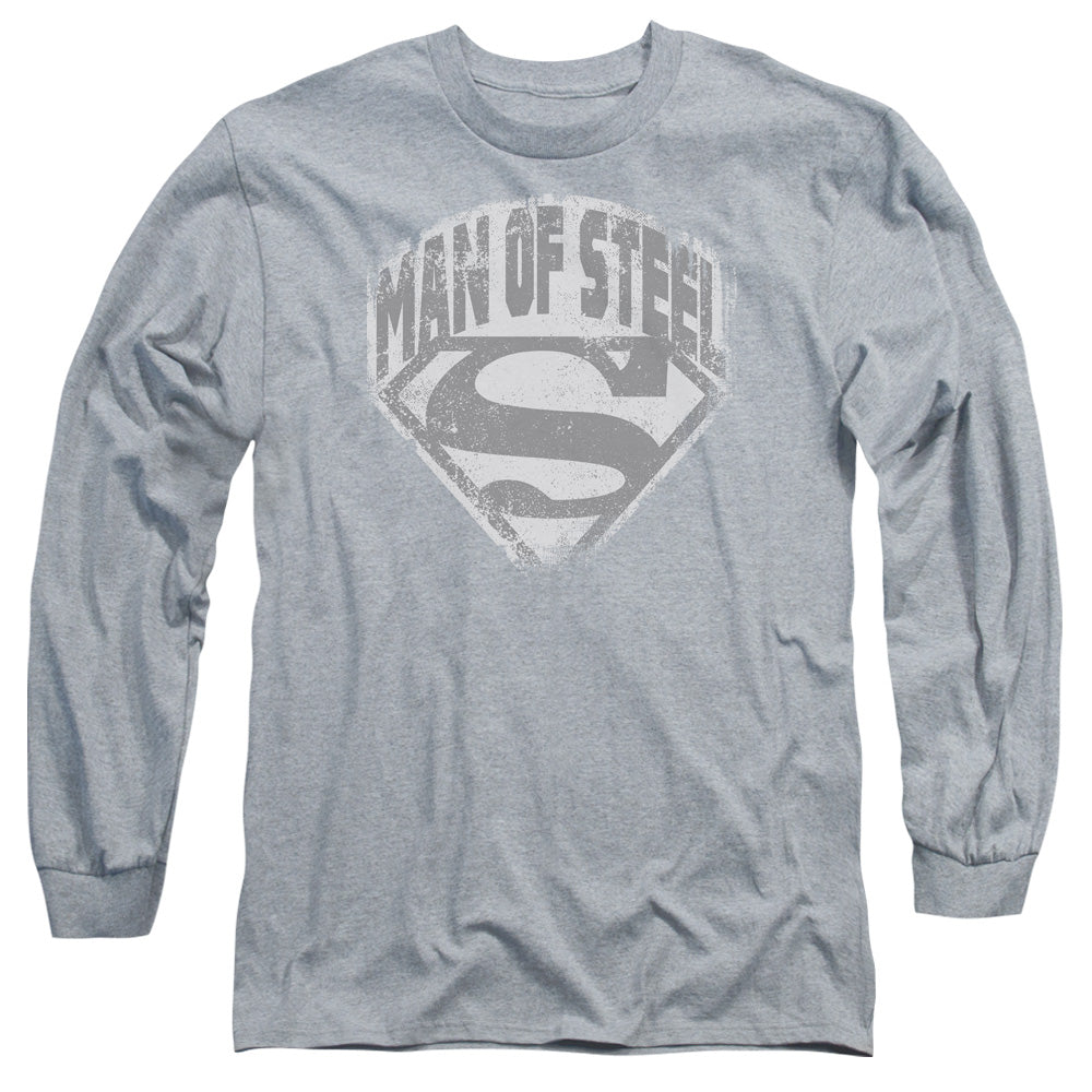 Superman Man of Steel Shield Athletic Heather Long Sleeve T-Shirt